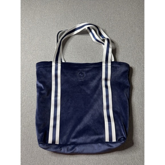 Pink Republic Handbags - Women's Blue Solid Tote Bag White/Blue Striped Canvas Double Handles